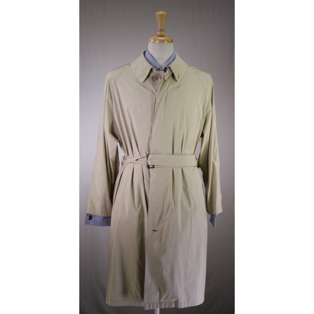 Ermenegildo Zegna Tan 100% Silk Lightweight Trench Overcoat 40S 42S